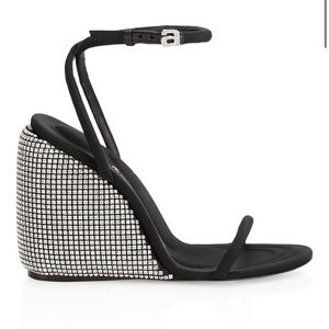 Alexander Wang Dahlia Crystal Ankle-Strap Wedge Sandals
